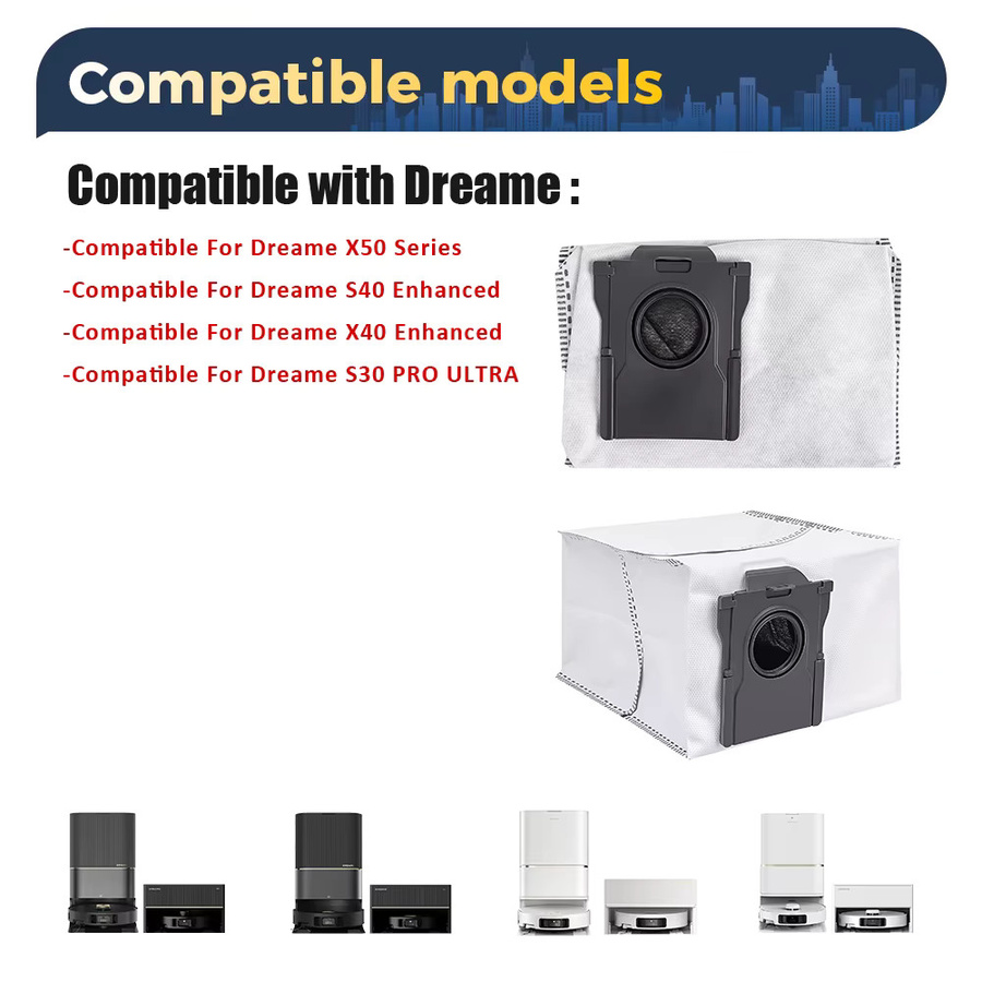 Dreame Staubbeutel-Zubehör in Weiß für X50, X50 Ultra, X50 Master, X50 Pro, X40 Enhanced, S30 Pro Ultra und X40 Pro Ultra Roboterstaubsauger - Bild 4