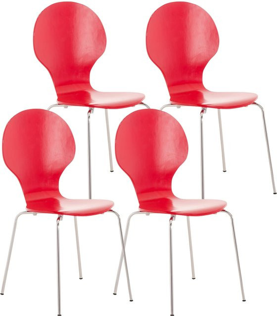 4er Set CLP Stapelstühle DIEGO Konferenzstühle mit Holzsitz und Metallgestell - Bild 1