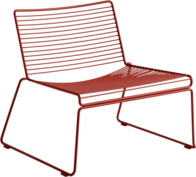 HAY Hee Lounge Chair in Rot mit pulverbeschichtetem Stahldraht und Streifen-Design - Bild 1
