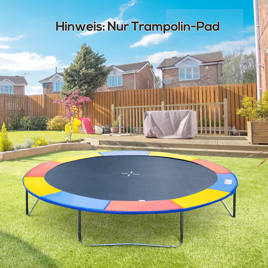 HOMCOM Trampolin Zubehör Set mit Sicherheitsnetz, Randabdeckung Ø 244 cm Bunt, Wetterplane und Leiter - Bild 2