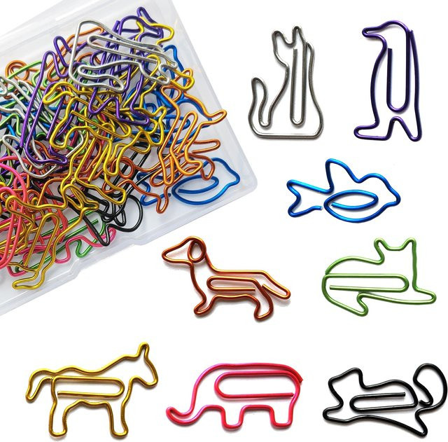 5WYOUKE Büroklammern in Tierform aus Metall, Set mit 40 Stück, verschiedene Farben, inklusive Aufbewahrungsbox - Bild 1