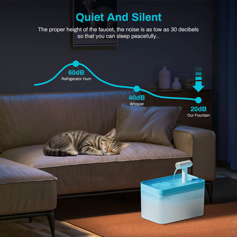 ZYfeeder Automatischer Katzenbrunnen als leiser Haustiertrinker für Katzen und Hunde in Grau - Bild 4