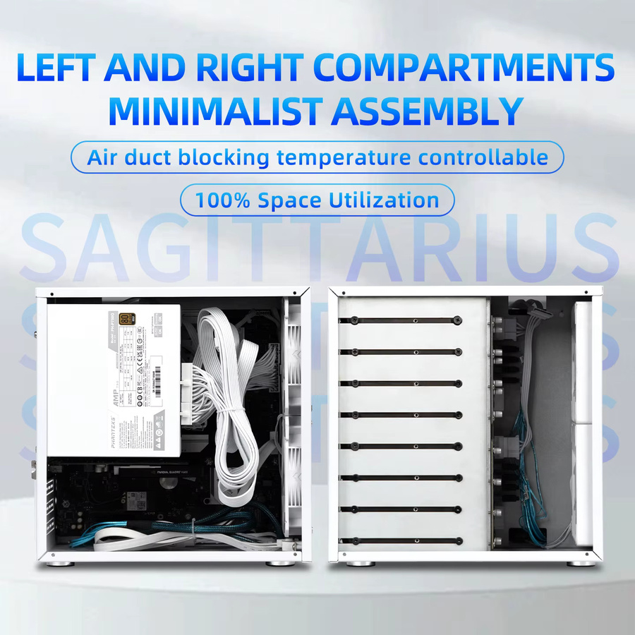Schütze 8-Bay NAS-Computergehäuse mit SATA/SAS-Backplane, Unterstützung für MATX-Motherboards und ATX-Netzteile, in Schwarz oder Weiß - Bild 4