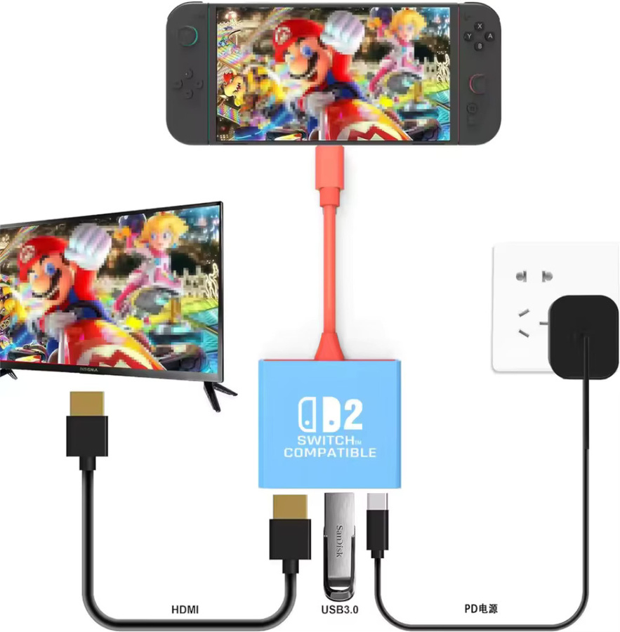 Switch 2 Dockingstation mit HDMI 4K und USB 3.0 Hub Adapter für Nintendo Switch, Laptop, PC, iPad und MacBook Air, Multicolor - Bild 3
