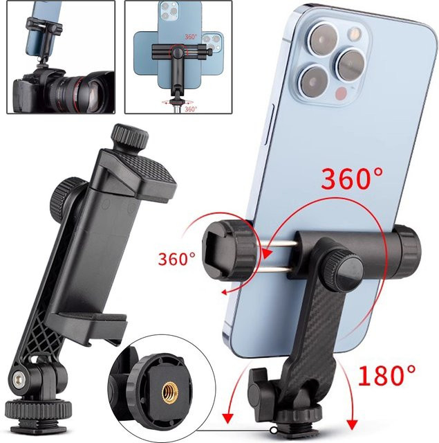Universal Telefon Stativ Mount Adapter Handy Halterung mit einstellbarer Klemme in Schwarz - Bild 1