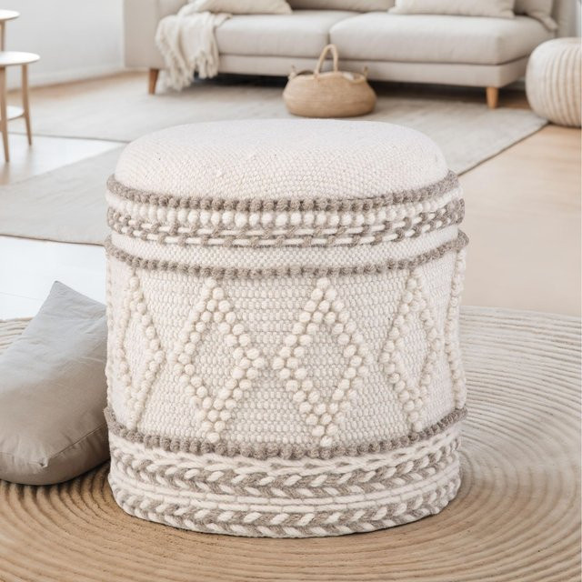 Sitzhocker FineBuy mit Stauraum in Boho Design, beige, B/T/H: 40 x 45 x 45 cm - Bild 1