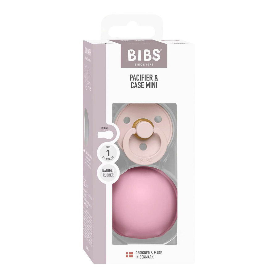 BIBS Schnuller Set mit Schnullerbox Pink für 0-6 Monate aus Naturkautschuk und Polypropylen - Bild 1