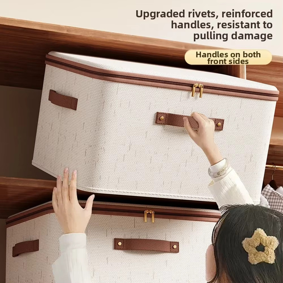 LEENKEA Faltbare Organizer Aufbewahrungsbox mit Deckel aus Stoff für Kleidung und Schrankorganisation - Bild 2