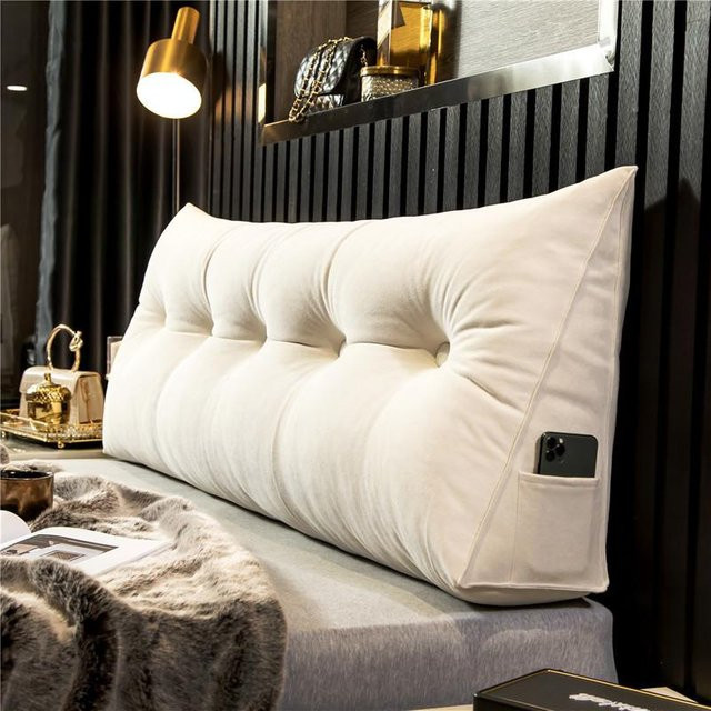 Dreieckiges Keilkissen von SepJiu in Weiß zur Linderung von Rückenschmerzen für Sofa und Bett, B/T/H: 100 x 50 x 20 cm - Bild 1