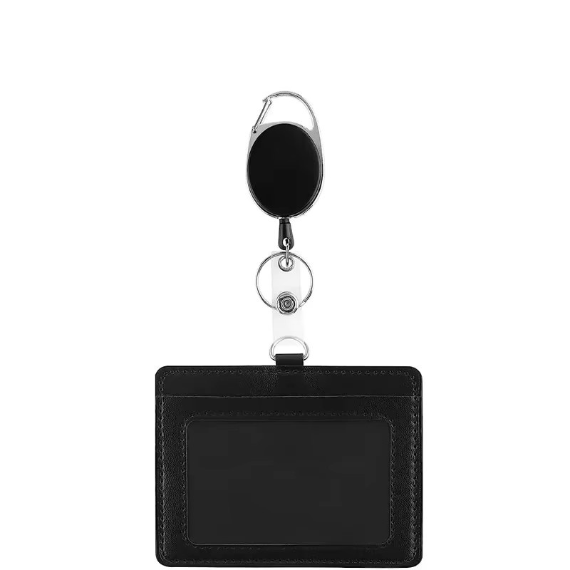 Schwarzer Kartenhalter mit Lanyard und einziehbarer Abzeichenrolle für ID-Karten und Kreditkarten - Bild 3