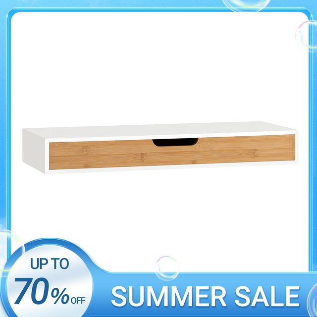 SoBuy FRG93-WN Schweberegal in Weiss mit Wandschrank und Schublade, Breite: 60 cm - Bild 1