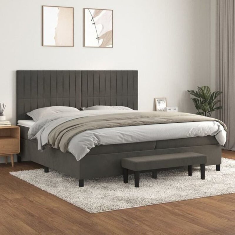 Vidaxl Boxspringbett mit Matratze aus Samt in Anthrazit B/T/H: 200 x 200 x 118 cm - Bild 1