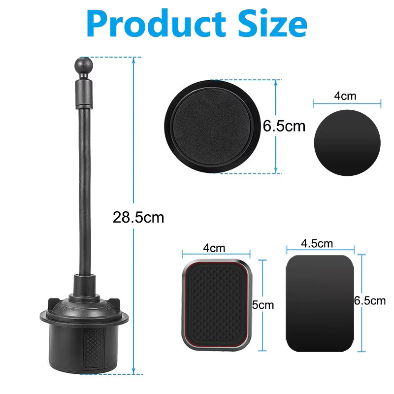 Magnetischer 2-in-1 Auto-Halter für Getränke und Smartphone mit flexiblem Schwanenhalsarm und 6 Magneten in Schwarz oder Grau - Bild 6