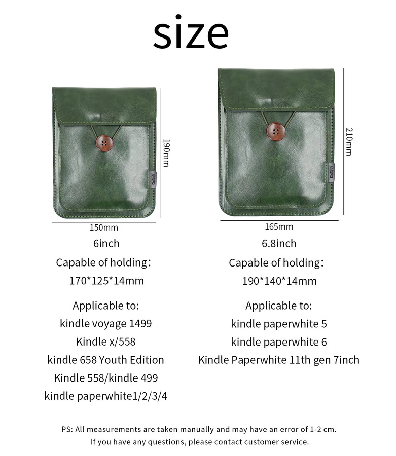 Quoko E-Book-Tasche aus PU-Leder in Schwarz, doppelschichtige Vintage Schutzhülle für 6–7 Zoll Kindle Voyage Touch PaperWhite und Kobo - Bild 2