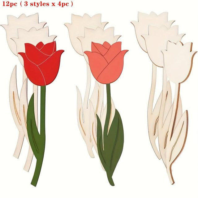 Mango Event DIY-Bastelset aus Holz in Rosenform, 12er-Pack, Rot - Bild 1