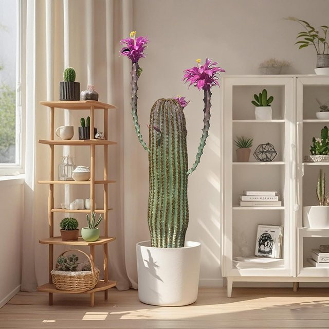 HiMISS Künstliche Kaktuspflanze in Grün mit Topf, realistische Sukkulente als Bodenpflanze für Zuhause und Büro, Höhe: 109 cm - Bild 1