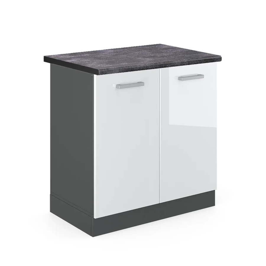Vicco Spülenunterschrank R-Line in Weiß Hochglanz und Anthrazit mit Scharniertüren, B/T/H: 80 x 60 x 81,6 cm - Bild 2