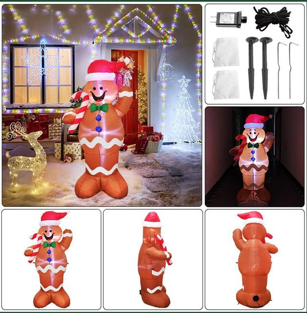 Aufblasbare Weihnachtsdekoration Lebkuchen für den Außenbereich von Topfactory in Grau, Weiß und Multicolour - Bild 1