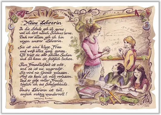 Zunftbild Lehrerin Tantum Graphic Poster auf Antikpapier im A4-Format, Mehrfarbig - Bild 1