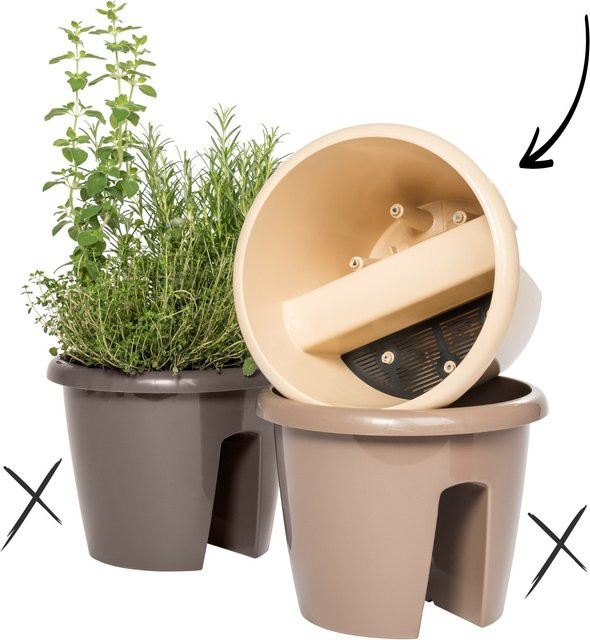 Hawita Geländertopf in Braun und Beige für Garten, Kräuter oder Zimmerpflanzen - Bild 1
