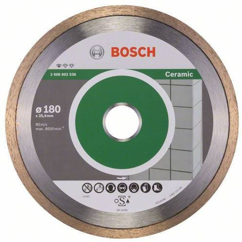 Bosch Diamanttrennscheibe Standard für Keramik Durchmesser: 180 mm, B/H/D: 180 x 25,4 x 1,6 x 7 mm - Bild 1