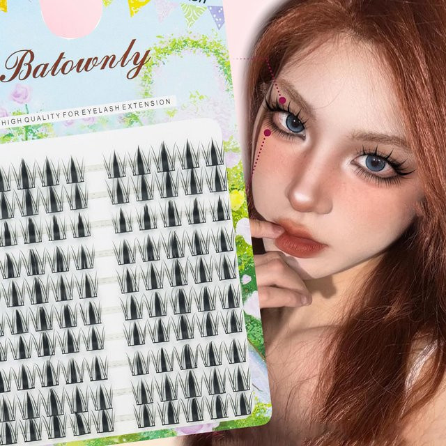 Batownly Manga-Style Cluster-Wimpern, 100 Stück, Schwarz, Unisex - Bild 1