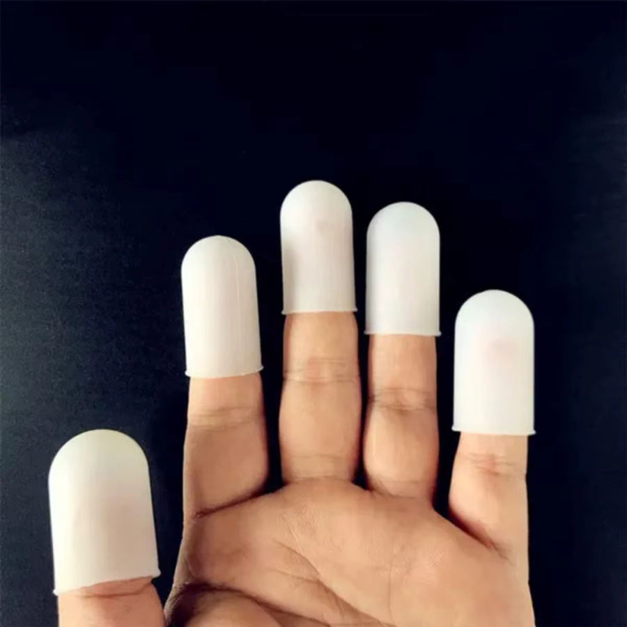 5 Stück Silikon-Fingerschutz Fingerkappen in Weiß, hochtemperaturbeständig und rutschfest - Bild 4