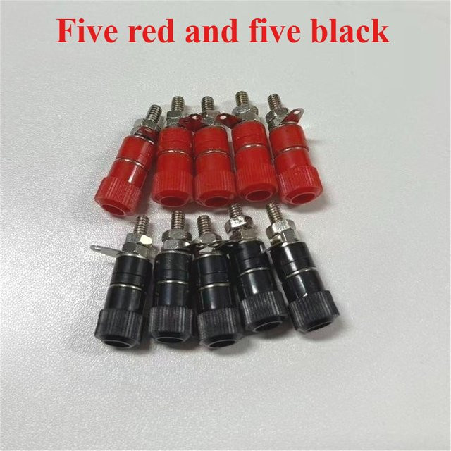 10 Stück Bananenstecker Set mit 4 mm Bananenbuchsen, vernickelt, rot und schwarz, Klinkenstecker aus Messing - Bild 1