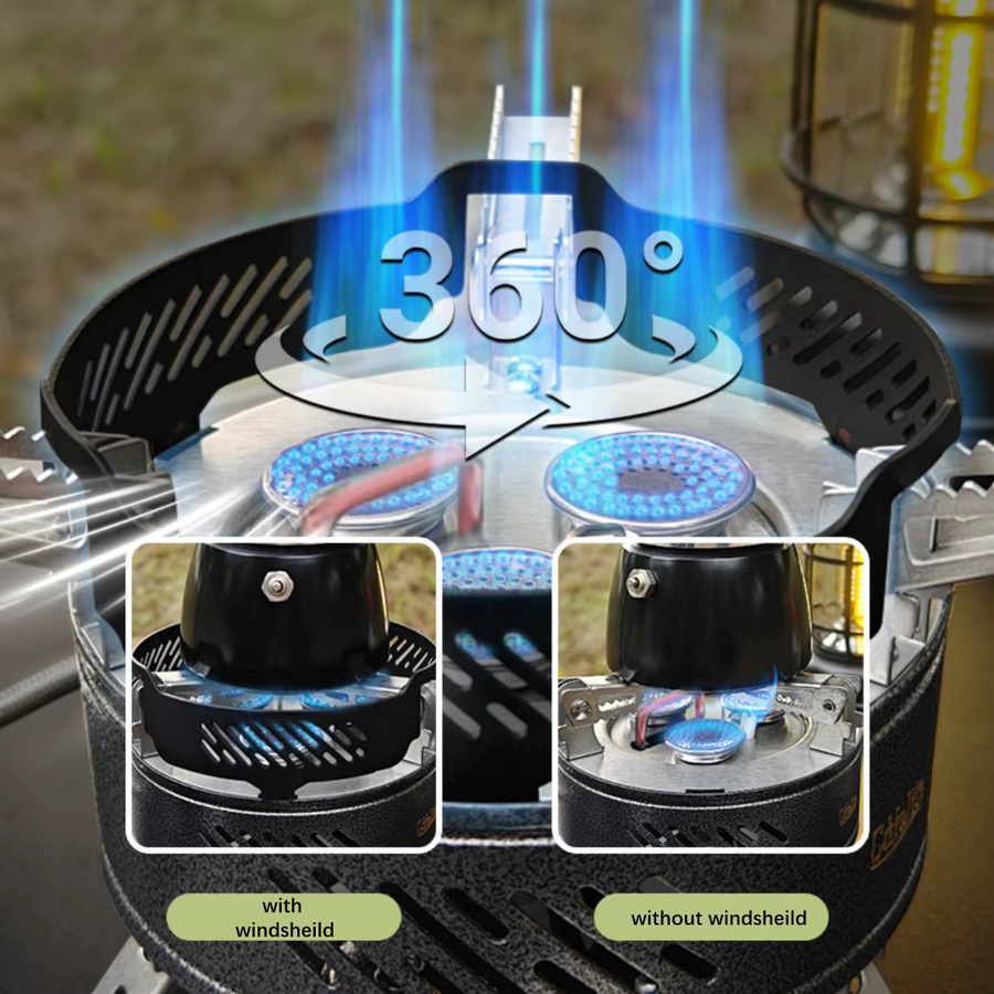 SmiloDon Outdoor-Gasherd mit 8800 W Leistung, faltbarer und zweiteiliger Camp-Gasbrenner für Camping und Picknick, winddicht und höhenverstellbar - Bild 4