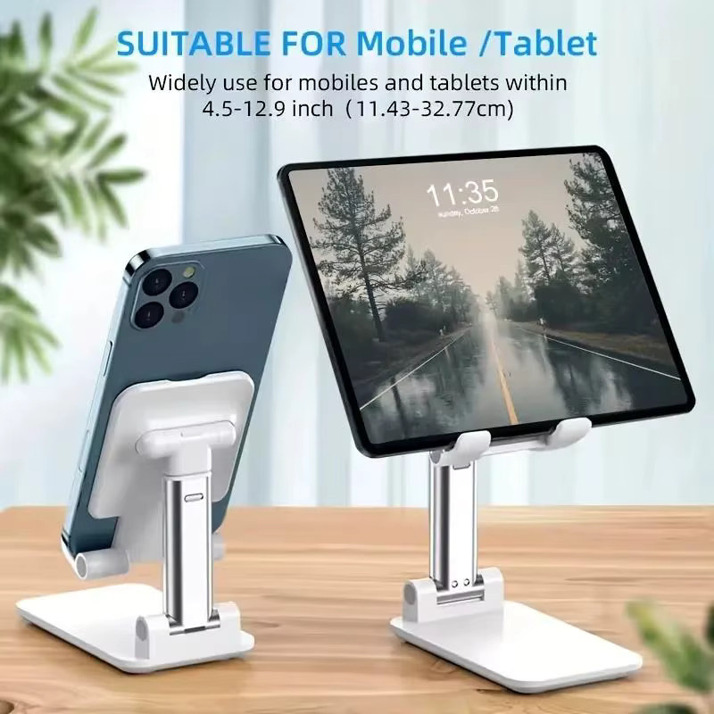 KAFNHCKA Universeller Handyhalter und Tablet-Ständer für den Schreibtisch, Einstellbarer Desktop-Halter für iPad, iPhone, Xiaomi und Huawei, Farbe: Weiß - Bild 4