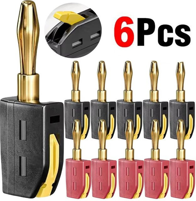 VORILYNEX Lötfreier Bananenstecker Hochstrom-Schnellverbinder 4mm 32A mit vergoldeten Kupferanschlüssen in Gold und Schwarz - Bild 1