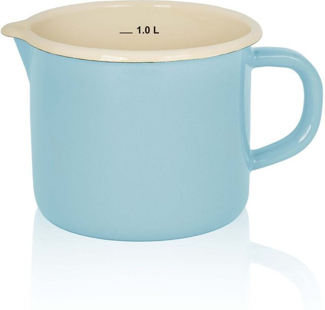 Karl Krüger Emaille-Milchtopf Sylt in Blau mit Ausguss, Durchmesser: 12 cm - Bild 1