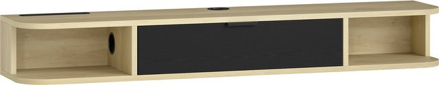 Hängendes TV-Möbel HOMCOM in Schwarz und Naturholz-Optik mit Klappschublade und Kabeldurchführung, Breite: 120 cm - Bild 1