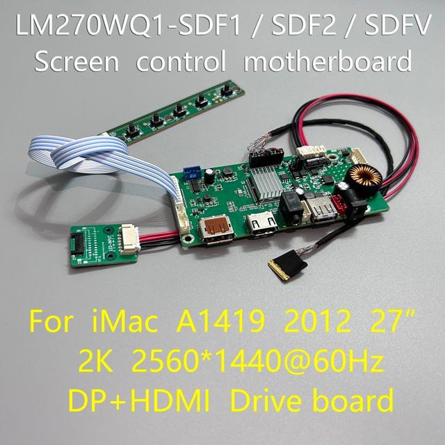 Apple LM270WQ1-SDF1 SDF2 SDFV Stick Board für iMac A1419 27 Zoll Screen Control Motherboard mit DP und HDMI Eingang in Grün - Bild 1