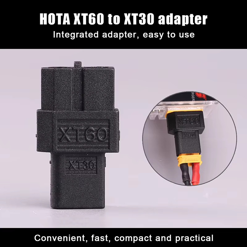 HOTA XT60 Buchse auf XT30 Stecker Adapter für RC-Flugzeug-Batterieanschluss, Schwarz - Bild 2