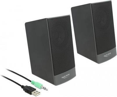 Delock 2.0 PC-Lautsprecher Schwarz mit 3W Leistung und USB-A sowie 3,5 mm Klinkenanschluss - Bild 1