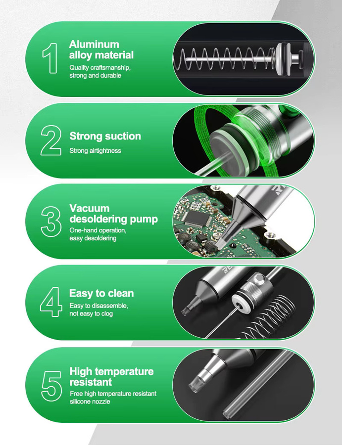 RELIFE RL-084 Pro Entlötpistole aus Aluminiumlegierung in Silber für die Leiterplatten-Reparatur - Bild 3