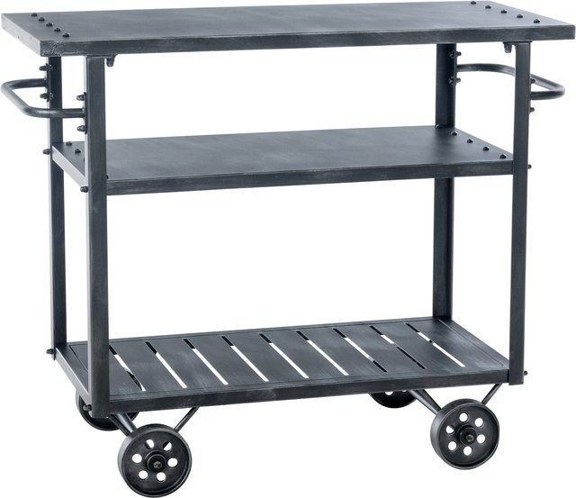 CLP Servierwagen Spring I Mehrzweck-Servierwagen aus Metall mit 3 Etagen und Rollen in Schwarz - Bild 1