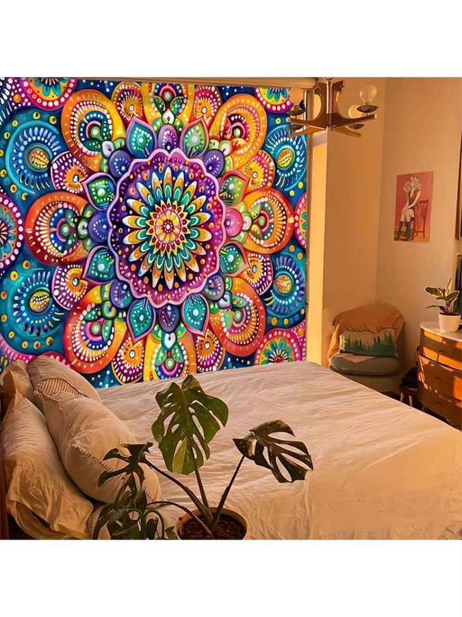 VIKAMA Wandteppich im Boho-Ethno-Stil mit Mandala-Design, bunt, B/H: 60 x 40 cm - Bild 3