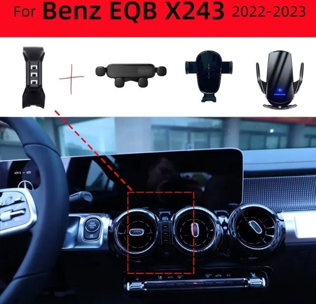 Auto Telefonhalterung mit kabelloser Ladefunktion für Mercedes Benz EQB 250 300 (2022-2023) in Schwarz - Bild 1