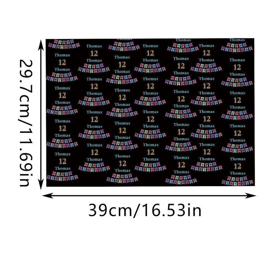 Personalisierbares Happy Birthday Geschenkpapier von joy-enlife in Schwarz-Weiß für deine Geburtstagsparty, 3 oder 6 Stück - Bild 3