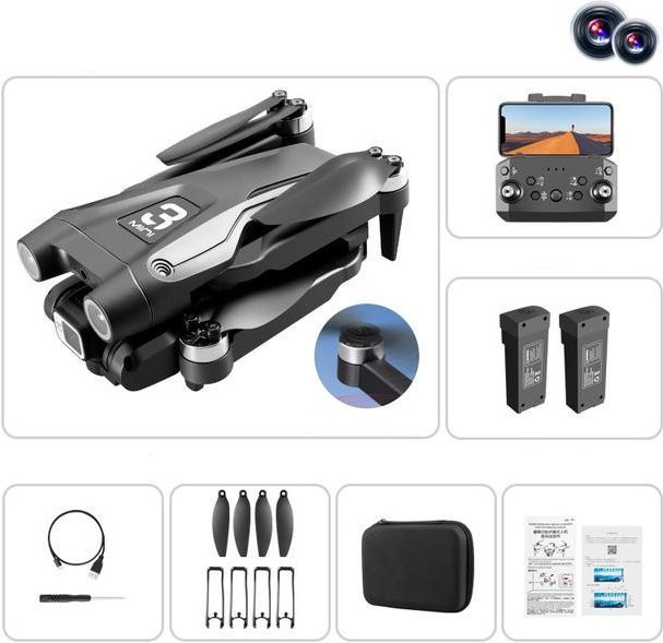 LYZRC Z908Max Drohne mit bürstenlosem Motor, professioneller ESC, FPV, Hindernisvermeidung und Positionierung, inklusive 2 Akkus, Schwarz - Bild 1