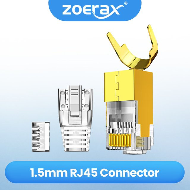 ZOERAX RJ45 Steckverbinder CAT8 CAT7 CAT6A durchgehende Ethernet LAN Stecker mit 50 μ vergoldeten Kontakten und Zugentlastungsmanschetten - Bild 1