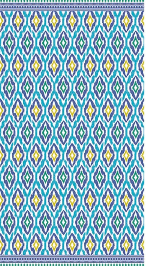 Sympathica Family Strandtuch Rauten blau gelb aus Baumwolle B/B: 100 x 180 cm - Bild 1