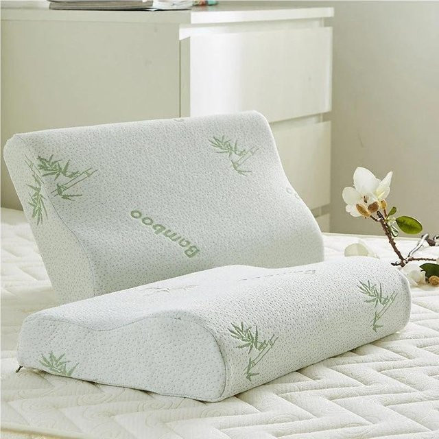 Orthopädisches Memory Foam Kissen aus Bambusfaser in Weiß, B/T/H: 50 x 30 x 5 cm - Bild 1