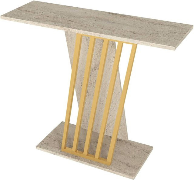 Konsolentisch Gravity in Beige mit Granit-Optik, B/H/T: 90 x 76,8 x 29,6 cm - Bild 1