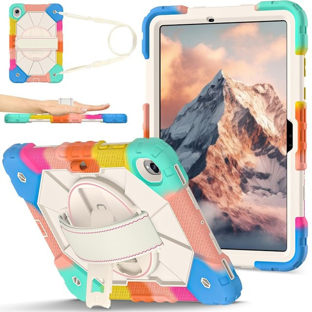 Samsung Schutzhülle für Galaxy Tab S11 11 Zoll SM-X730 SM-X736 mit Stifthalter, 360 Grad Rotation, Schultergurt und stoßfestem Design in Blau und Mehrfarbig - Bild 1