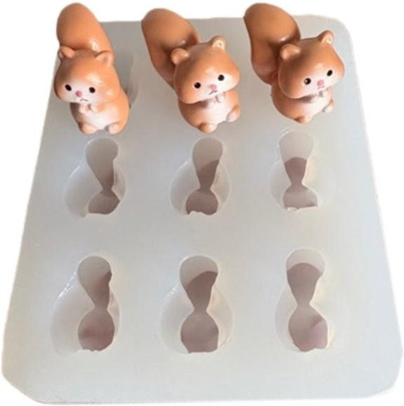 Flexible Silikon Backform Eichhörnchen in Weiß für kreative Desserts - Bild 1