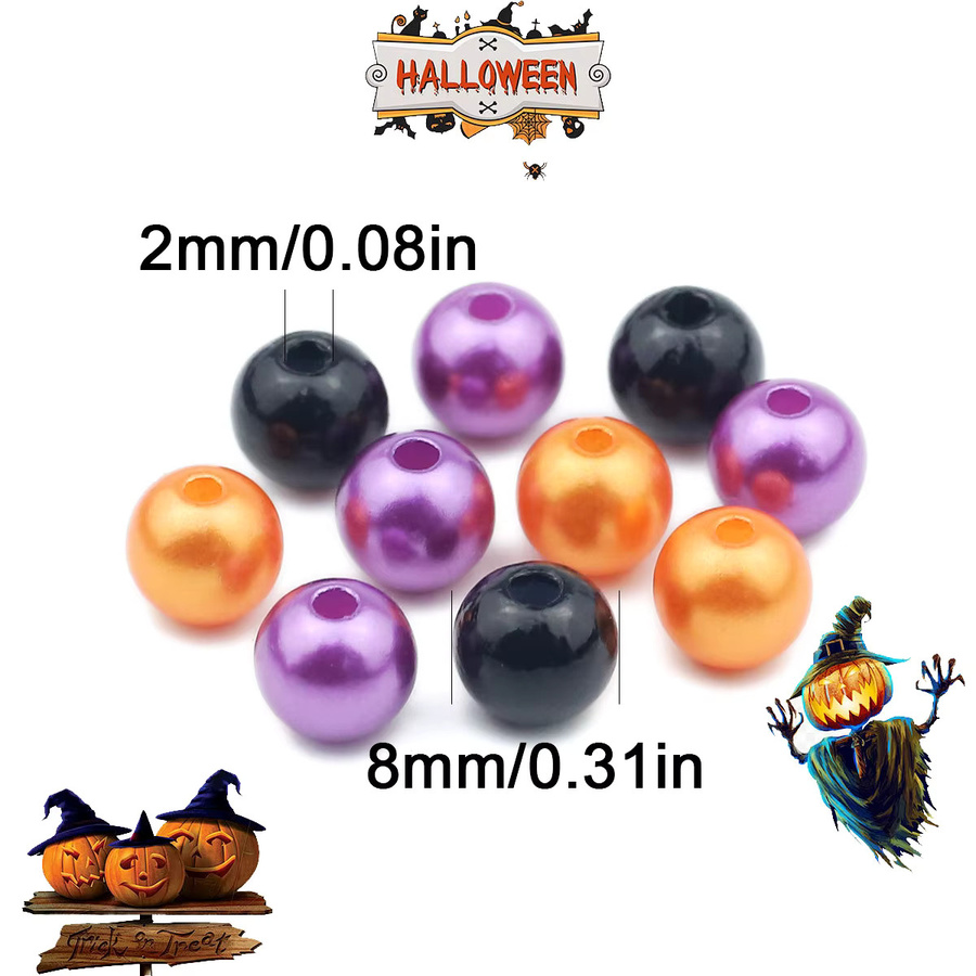 wlyees Perlen Acryl, 8mm, Bunt, Halloween, Unisex - Bild 2