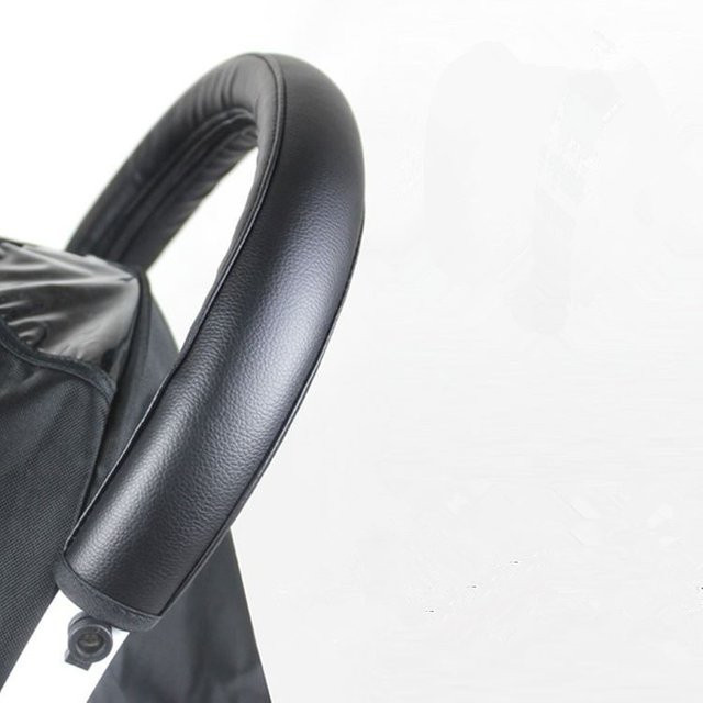 Leder Armlehnen Griff Abdeckung für Baby Kinderwagen kompatibel mit Bugaboo Bee Cameleon Donkey Fox und Cybex Stokke in Schwarz oder Braun - Bild 1